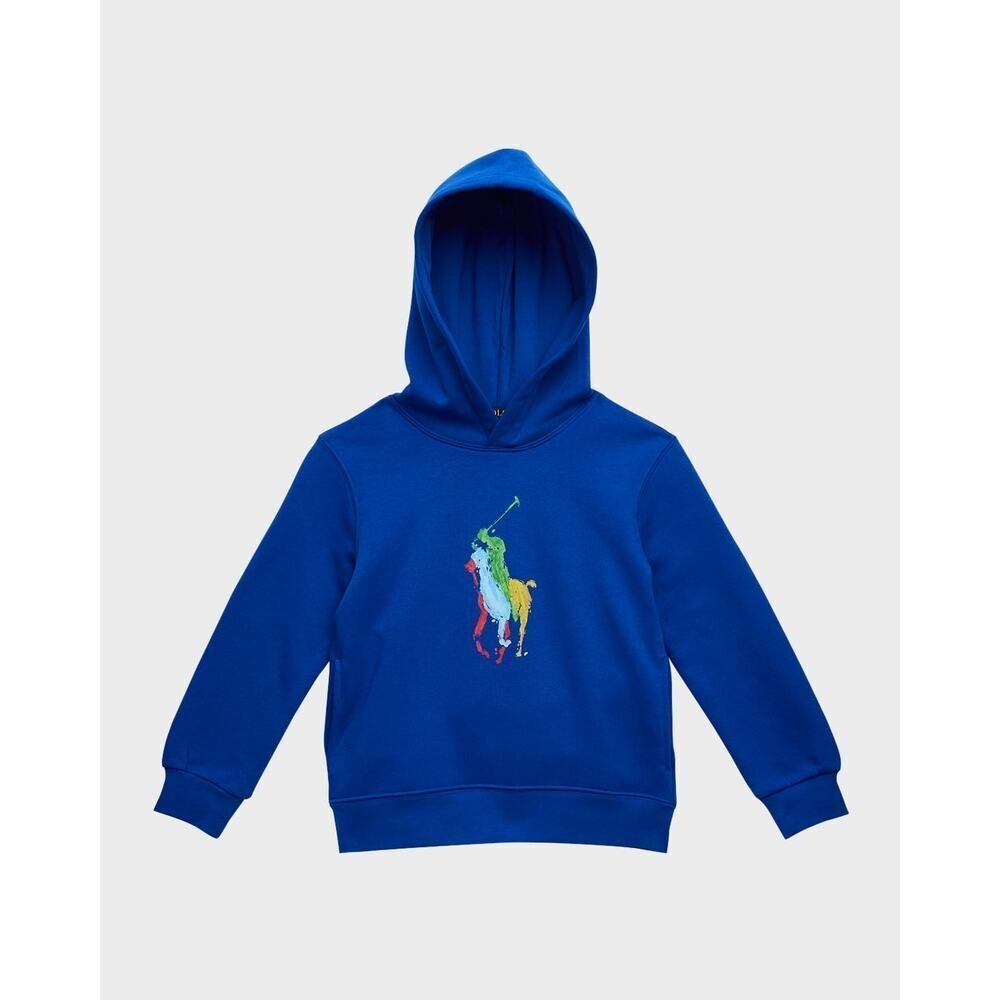 Polo Ralph Lauren Boys Blue Polo Paint Hooded Sweatshirt Size 6